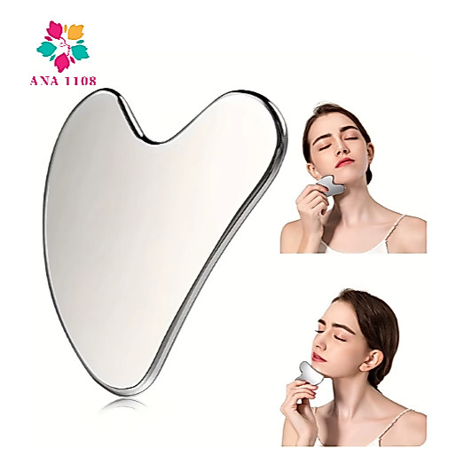 ANA 1108 Massageador Facial e Corporal Aço Inox Gua Sha Raspagem Skincare Rosto Relaxamento SPA Lifting Facial-GG ANA