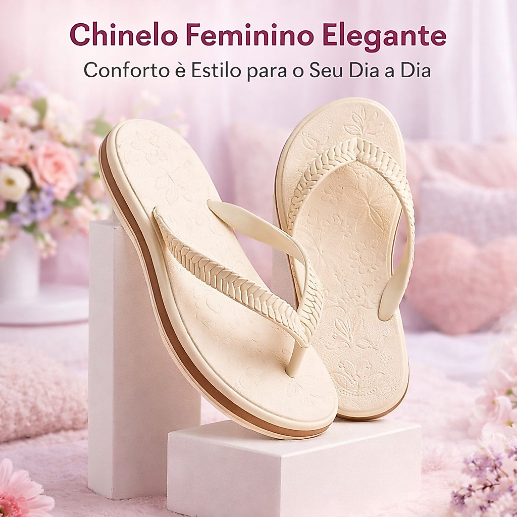 Chinelo Feminino Antiderrapante Leve e Confortável para a Praia