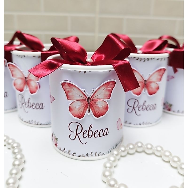 Tubolata Personalizada 7x6 Borboleta Marsala Lembrancinha Festa 15 anos Jardim Maternidade