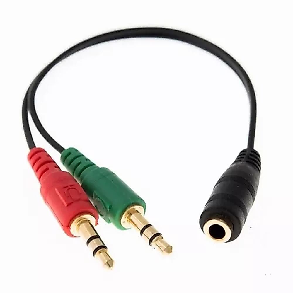 Cabo Adaptador P3 Fêmea Para 2 P2 Macho Microfone Fone De Ouvido Headset 20cm - Chipsce