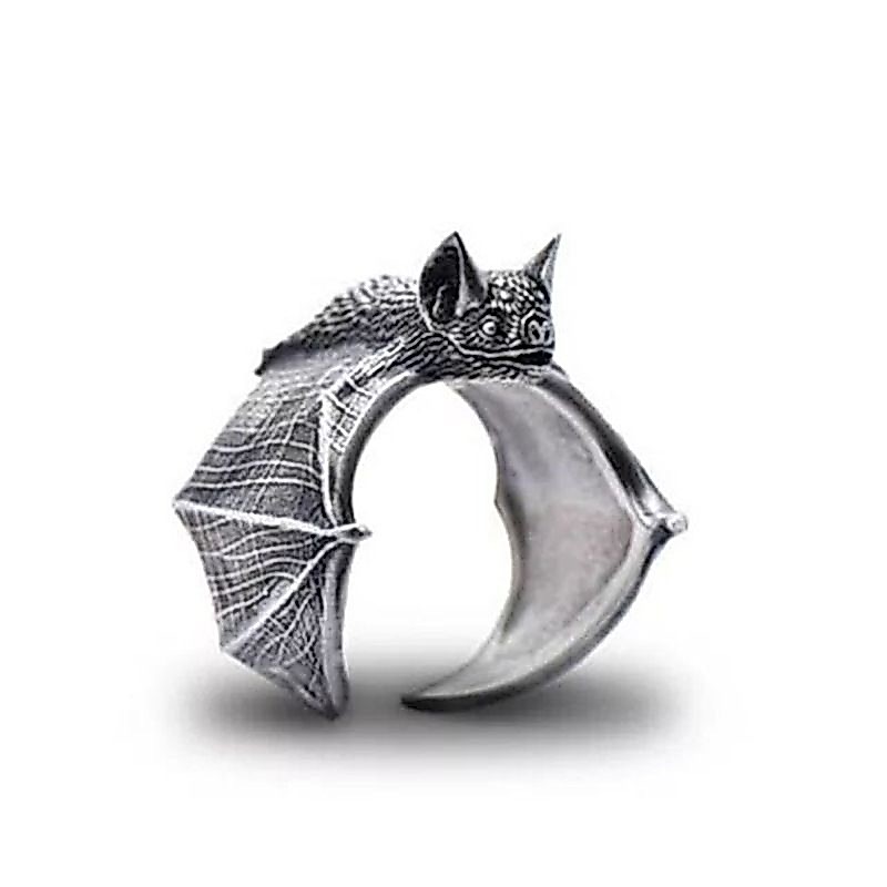 Anel de Morcego Preto Estilo Coreano Moderno Personalidade Dominante Anel Aberto Ajustável para Homens e Mulheres Anel R