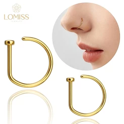 LOMISS Piercing Nariz Argola D-Ring Dourado Aço Cirúrgico Nostril, Septril, Rook, Conch