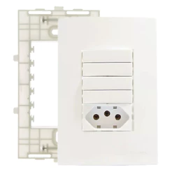 Interruptor 4 Teclas e 1 tomada 10/20A Conjunto 4x2 Sleek MG