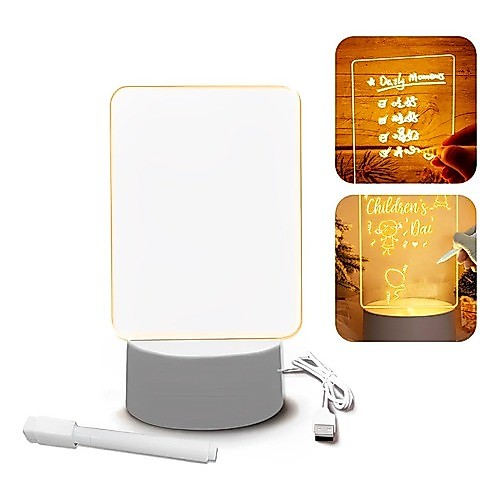 Luminária Led 3D Abajur de Mesa Usb Recarregavel com Tela pra Escrever Caneta Decoração Quarto Sala um