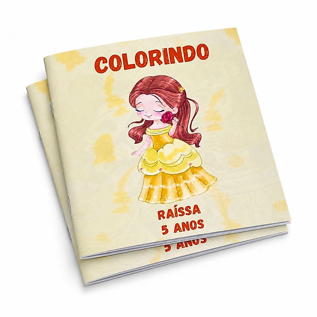 Kit Livrinho Colorir Pintar Bela Princesa Fera Lembrancinha Personalizado Festa Infantil Aniversário