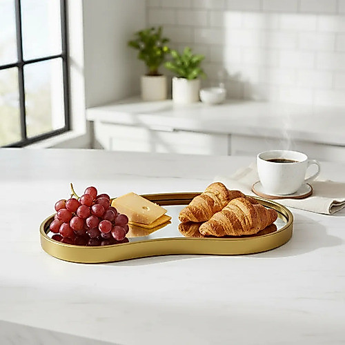 Bandeja Decorativa Espelhada Luxo Orgânica Lavabo Multiuso Preto