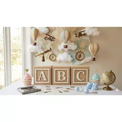 KIT CUBO ABC 3 PÇ EM MDF CRU 30X30 DECORAÇÃO DE CHÁ REVELAÇÃO