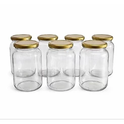Kit 10 Potes de Vidro 600ml COM TAMPA DOURADA– Ideal para Conservas, Temperos e Armazenamento