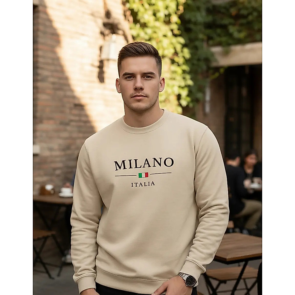 Moletom Careca Milano Itália Gola Redonda Flanelado Unissex Liso Blusa Frio Algodão