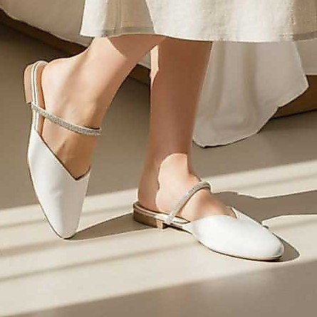 Sapatilha Sapato Mule Bico Fino Feminino Pedraria Strass Luxo - Social, Solado antiderrapante - Várias cores do 34 ao 39