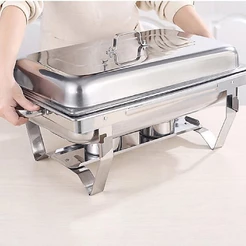 Rechaud Inox Retangular 9 Litros C/ 6 Cubas Gn Banho Maria