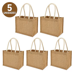Sacola de Juta Natural com Alças Bolsa Personalizável para DIY Pintura Bordado Lembrancinhas Eventos