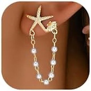 Brincos De Estrela Do Mar Banhados A Ouro 14K Para Mulheres Na Moda , Boho Verão Praia Brinco Declaração De Hipoalergêni