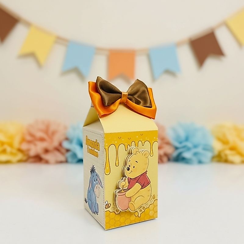 Envio rápido • Kit caixa milk tema Ursinho Pooh | pegue e monte | lembrancinha aniversário infantil personalizado mimo