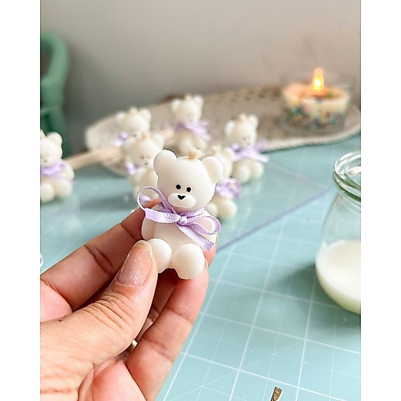 kit mini Vela Aromática Ursinho Lembrancinha Personalizada Chá de Bebê Batizado Aniversário