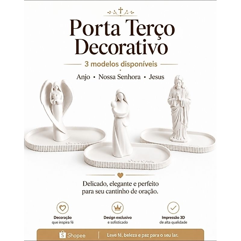 Porta Terço Decorativo Religioso Anjo Nossa Senhora Jesus Organizador Rosário Católico