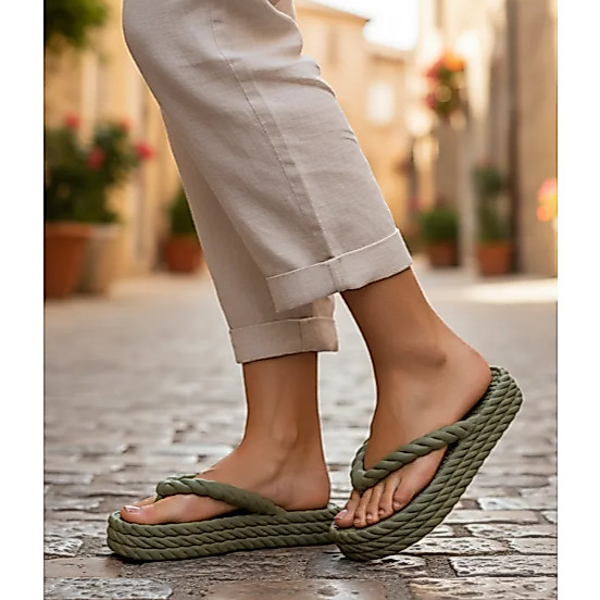 Sandalia Sola Alta Nuvem Feminino Tamanco Corda Birken Sandalia Ecopillar Macia Leve Praia Piscina Confortavel