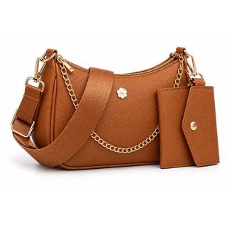 Bolsa Feminina Transversal com Corrente Dourada + Porta Cartão | Bolsa de Ombro Alça Ajustável Casual Elegante