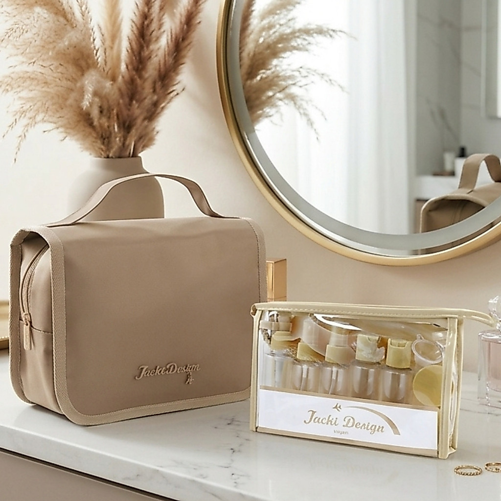 Kit Necessaire + Conjunto frascos - Leve e Espaçosa com melhor Custo-Benefício | Jacki Design