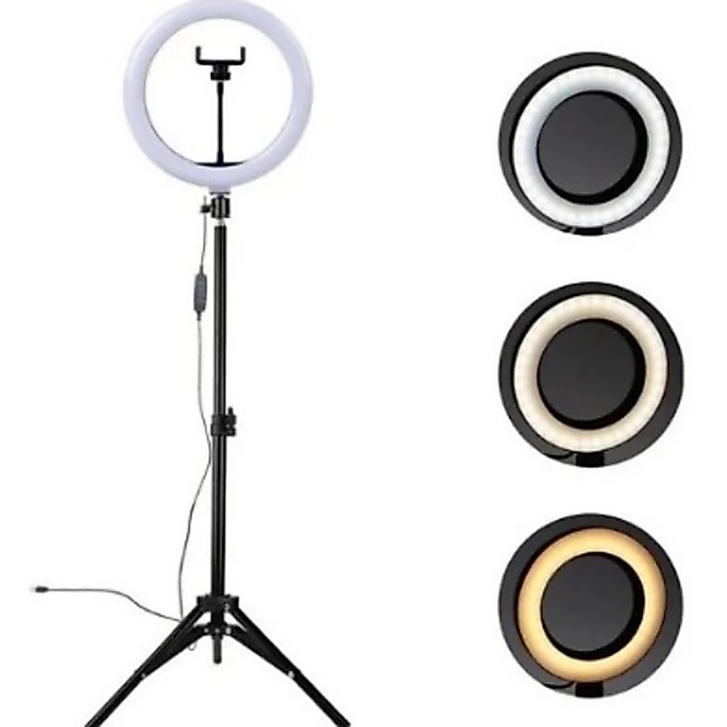 Ring Light LED Iluminador Portatil Com Tripé Suporte Para Celular 10 Polegadas