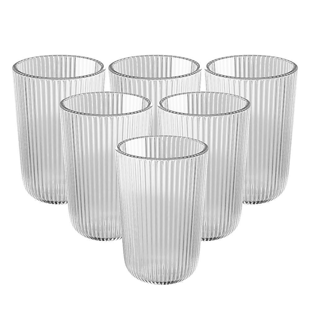 Jogo 6 Copos Altos de Vidro Lines 430ml Wolff