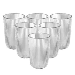 Jogo 6 Copos Altos de Vidro Lines 430ml Wolff
