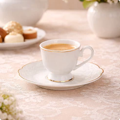 Xícara e Pires Para Café Em New Bone China 80Ml Royal Classic L'Hermitage