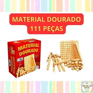 Material Dourado 111 Peças Educativo Madeira Matemática Infantil Pais e Filhos