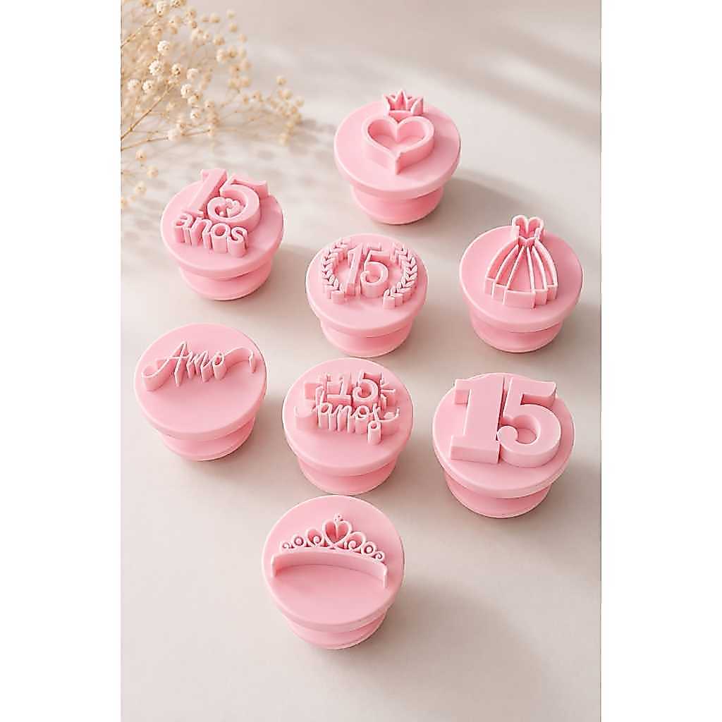 Kit 8 Carimbo Marcador Brigadeiros Festa Debutante 15 Anos Molde Confeitaria Aniversario Brigadeiros — imagem 2 de 2