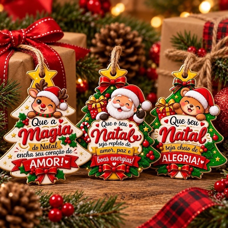 24 Tag Natalina 3 Modelos | Tag de Natal para Presentes e Lembrancinhas 8x6,3cm