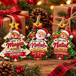 24 Tag Natalina 3 Modelos | Tag de Natal para Presentes e Lembrancinhas 8x6,3cm