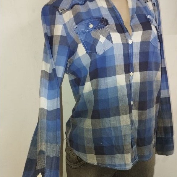 Blusa feminina, Camisa azul xadrez, Festa junina, festa São João.