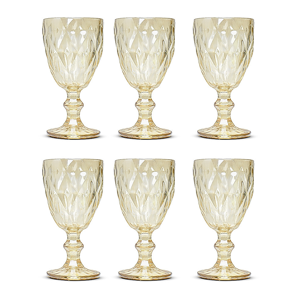 Jogo de Taças de Vidro Diamond Amber Metalizado 330ml - Class Home