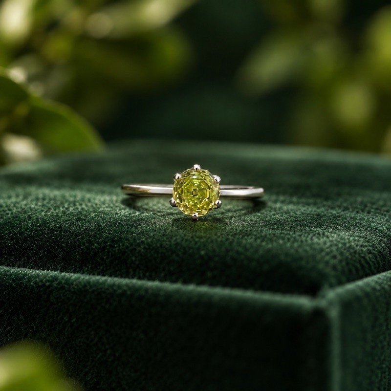 Anel Rose Cut 6mm Apple Green em Prata 925