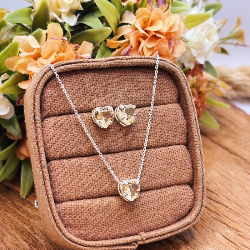 Conjunto de Coração Amarelo em Prata 925 — imagem 2 de 2