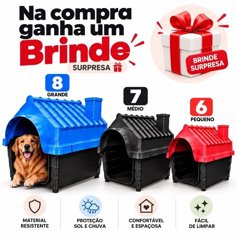 Casinha Pet Casa Plástica Desmontavel N8 N7 N6 Cachorro Cães Grande Médio Porte