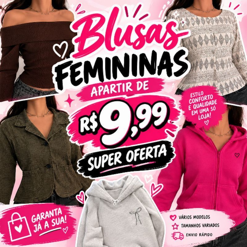 💜💓 Blusas Femininas Manga Longa Casual Moda Feminina Confortável e Estilosa ✨