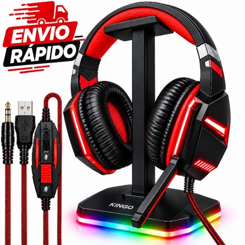 Headset Fone Gamer LED RGB, PS4, PS5, XBOX, Tablet, Pc, Notebook,Gamer