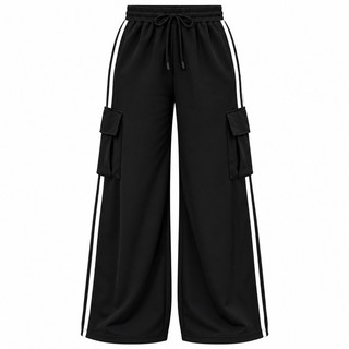 Calça Pantalona Tecido Crepe Duna Feminina Luxo e Estilo Confortável Calça Pantalona Listra Lateral Calça Cargo Feminina