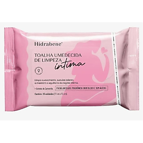 Imagem Toalha Umedecida Limpeza Íntima Hidrabene Camomila Odor Block pH Balanceado Sem Álcool 25 Unidades