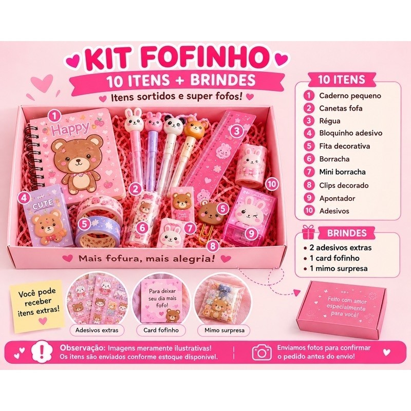 Kit papelaria Fofo