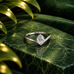 Anel em V Moissanite Oval 5,7mm em Prata 925