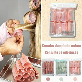 Kit 6/8/10 Bobs Cabelo Velcro Modeladores +8 Prendedores, DIY Styling Tools tamanho Medios 6.2*3.2cm
