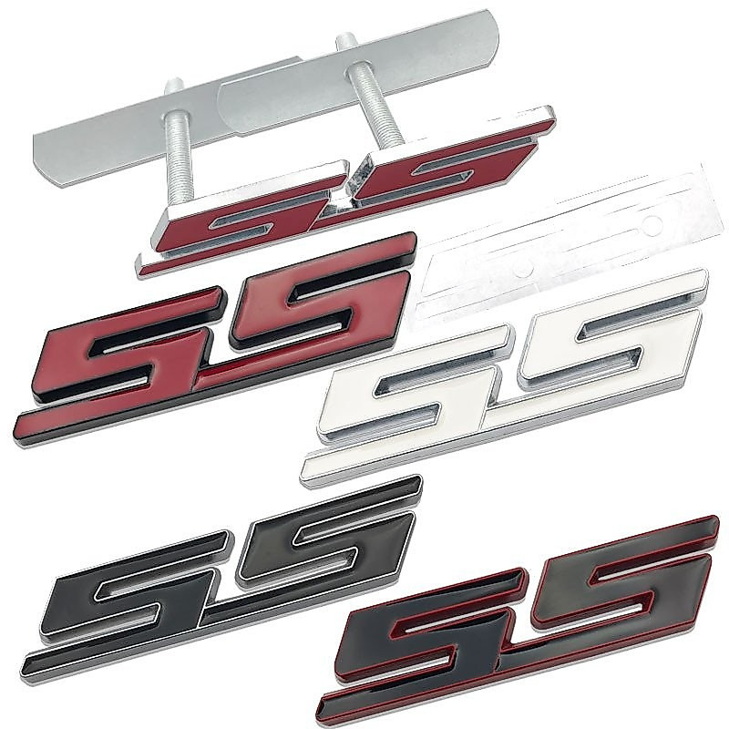 Novo Emblema Frontal de Metal Cromado 3D em Liga de Zinco, Adesivo SS para Chevrolet 0841