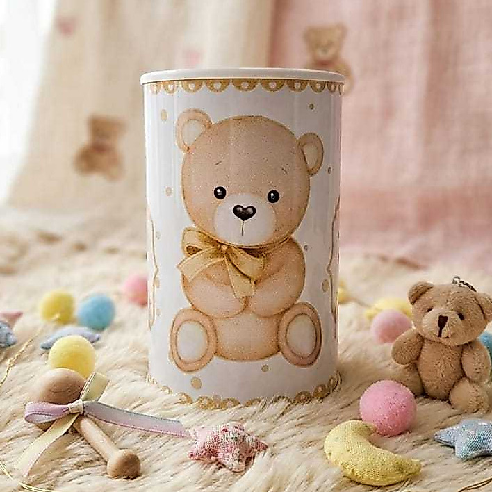 Cofrinho + Rotulo Personalizado URSINHO chá revelação l Lembrancinha chá de bebe Urso