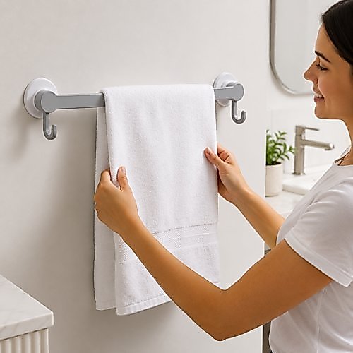 Organizador Multiuso Compacto Ganchos Pendurar Cozinha Banheiro Escritório Branco