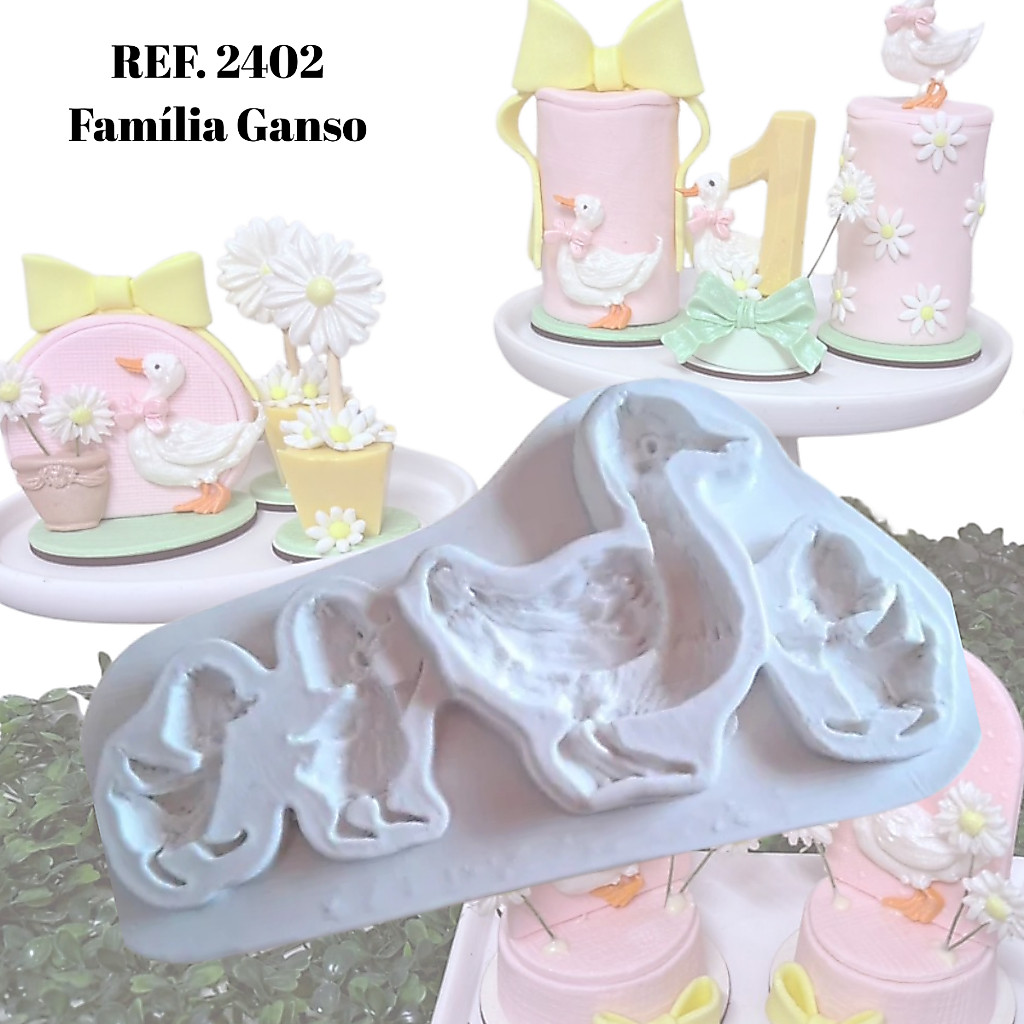 Molde de Silicone Família Ganso Confeitaria e Biscuit 2204