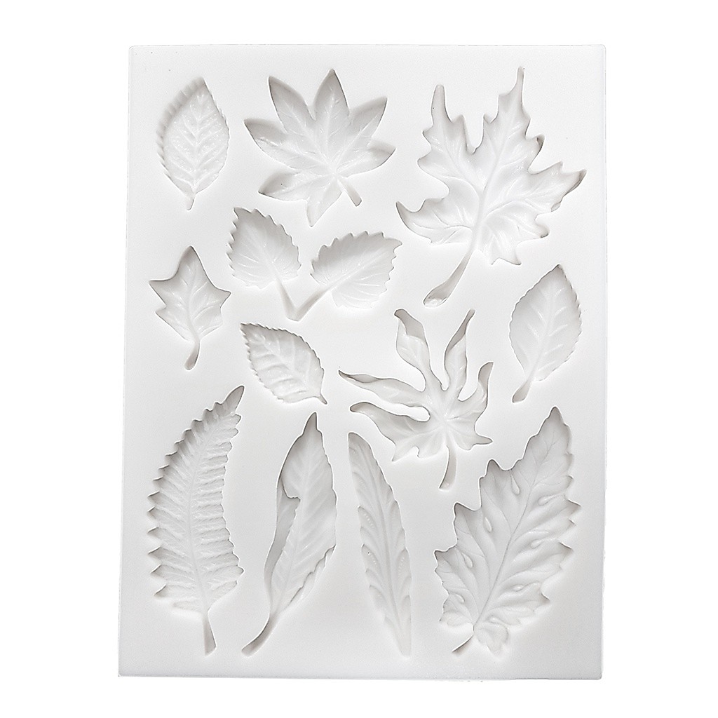 Molde Folhas Inverno Silicone Decoração Bolo Confeitaria Floresta
