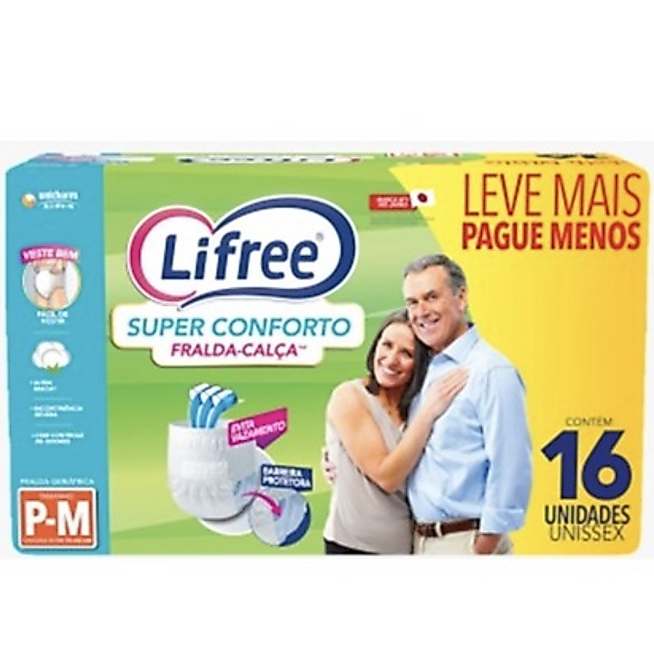 Fralda Calça Geriatrica Lifree P/M e G/xg Com 16 A MAIS VENDIDA