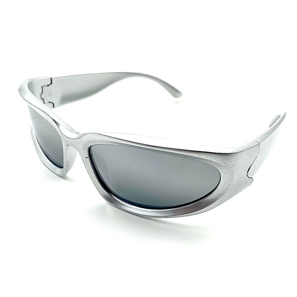 Óculos De Sol Y2K Prata Punk Esportes Designer Feminino E Masculino Moda Futurista Steampunk Com Proteção Uv400